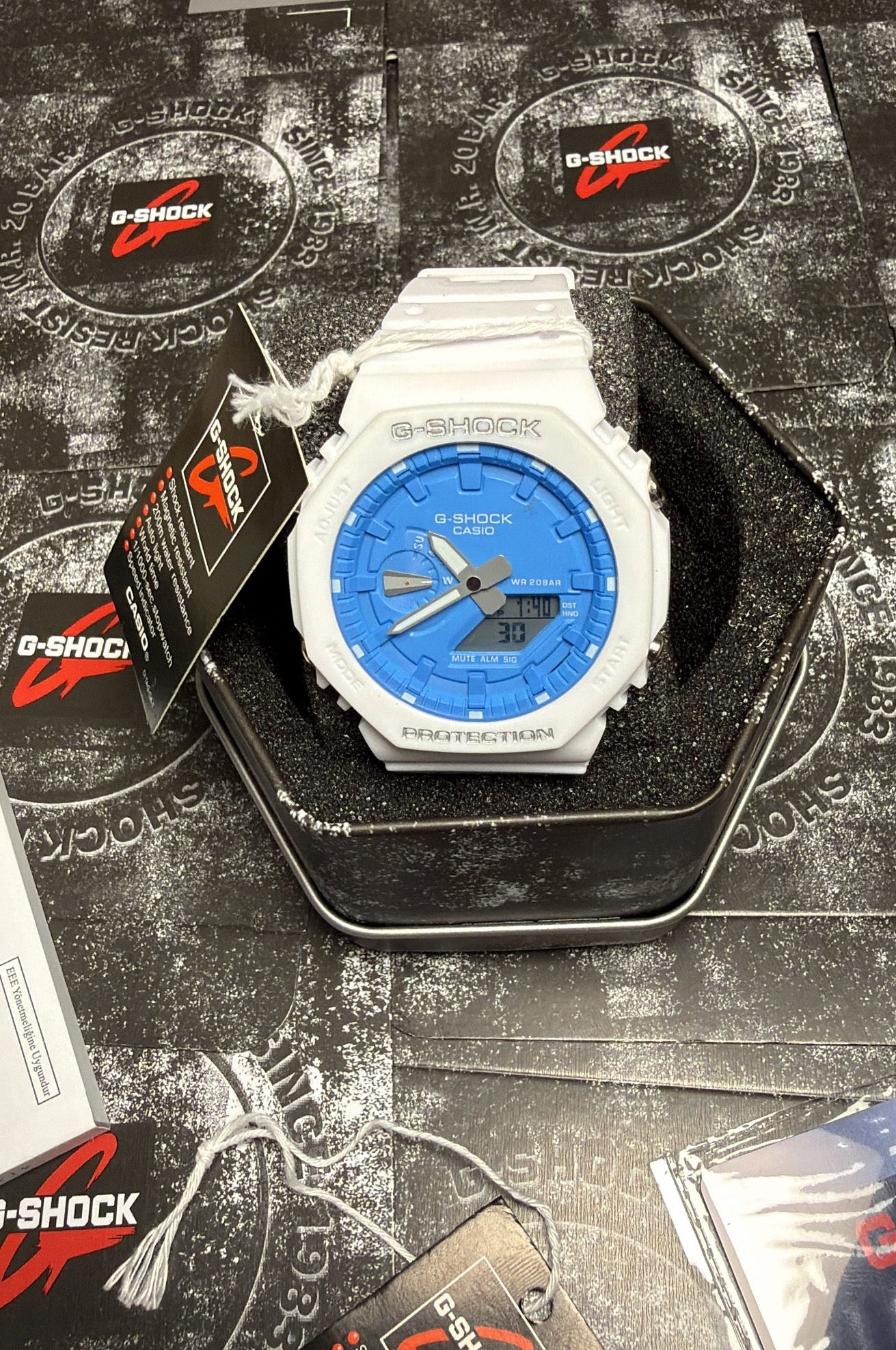G-Shock all white with blue face